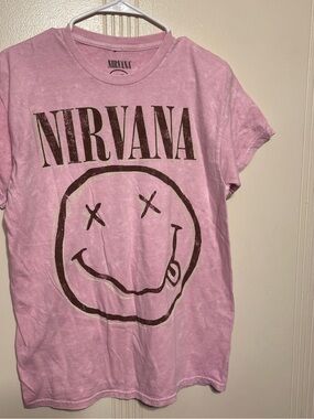 NIRVANA Pink Smiley Logo Tee